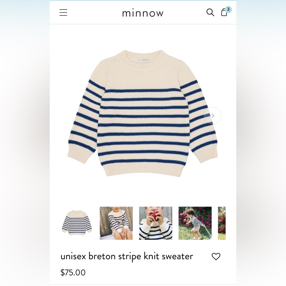 Minnow Unisex Breton Stripe Knit Sweater - Cream & Navy